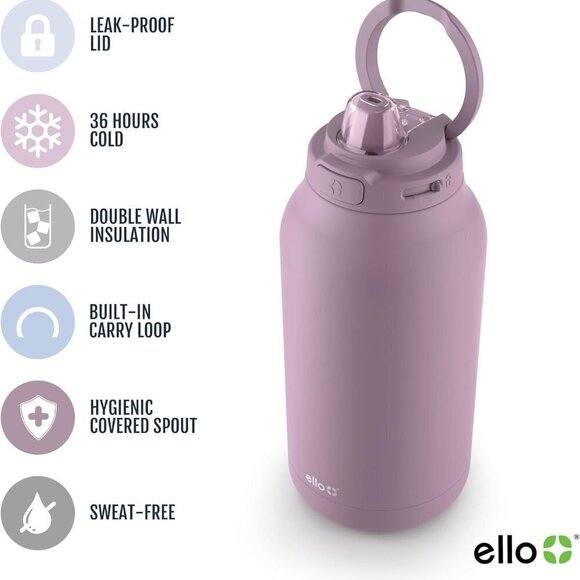 Ello Hydra 64oz Half Gallon Water Jug with Handle & Straw & Leak-Proof  NEW - Picture 1 of 4